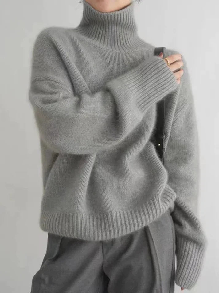 Lana - Slim Cut Merino Wool Sweater - Gray