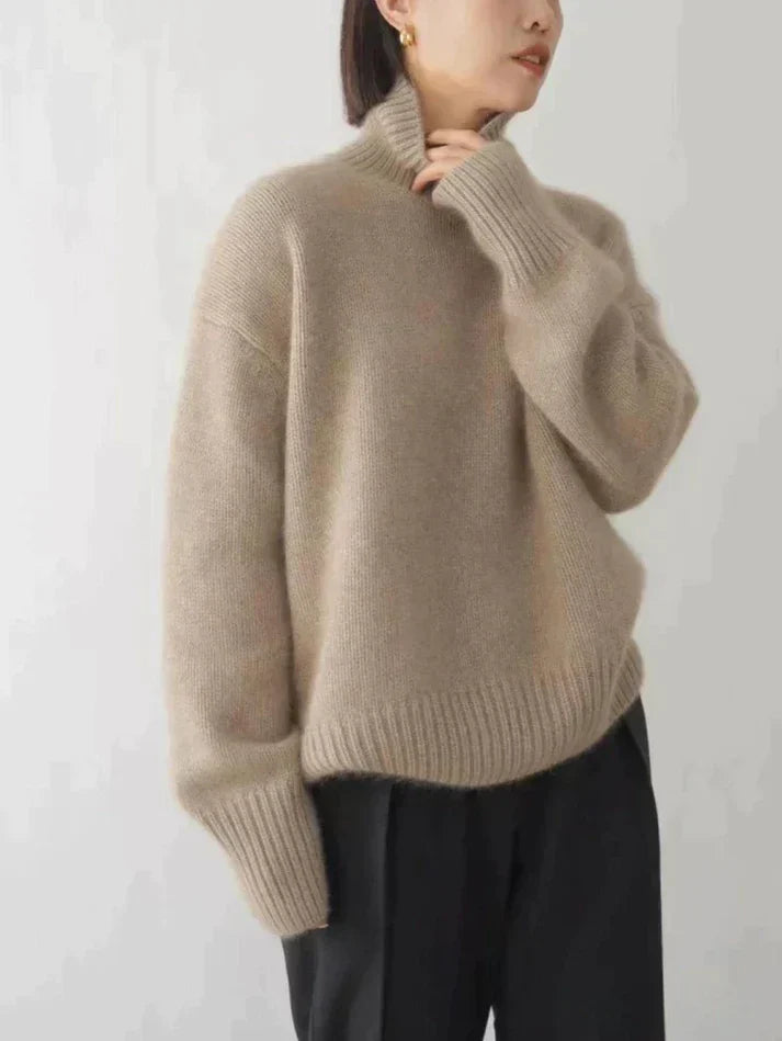 Lana - Slim Cut Merino Wool Sweater - Khaki