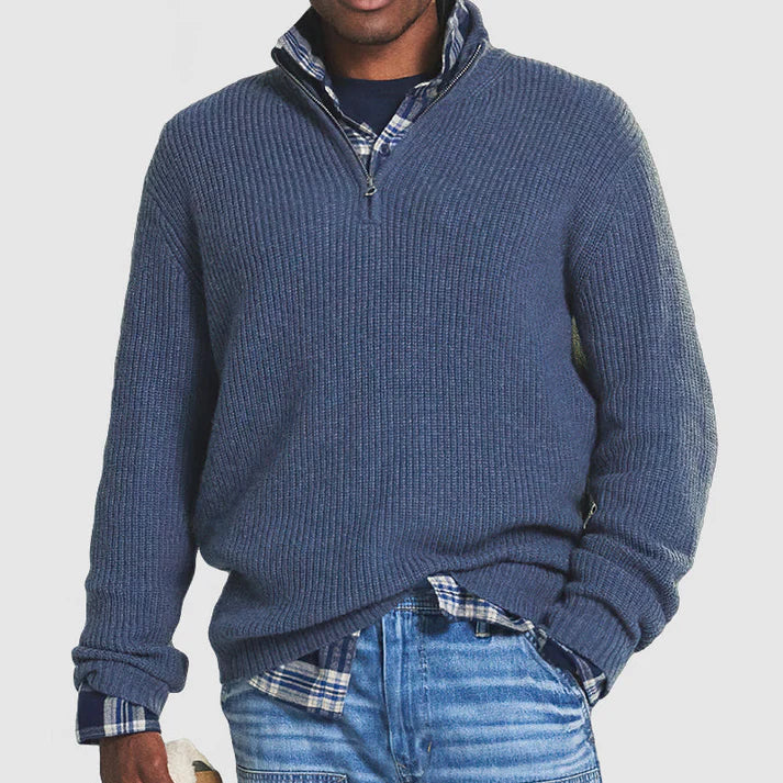 Bobby - Smarter Look Sweater with Zip Blue