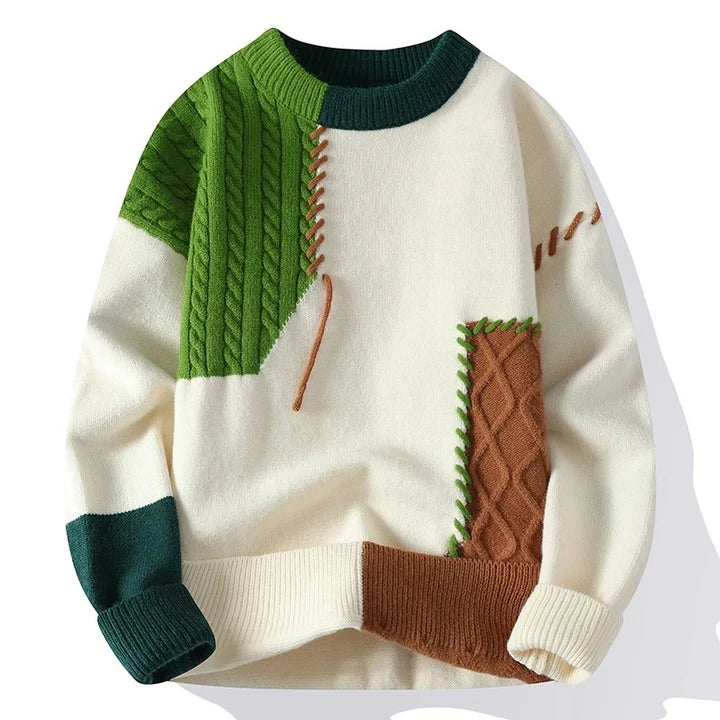 Dakota - Premium Merino Wool Sweater-Forest Green & Brown