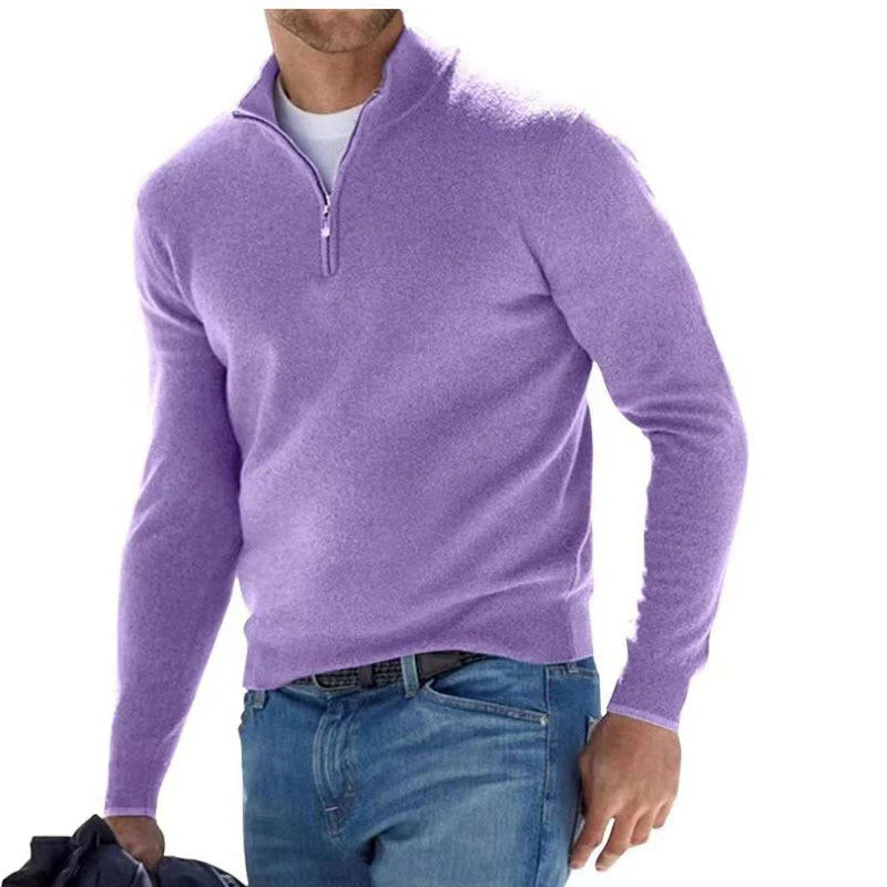 Ezra - Men's Merino Wool Pullover-Purple