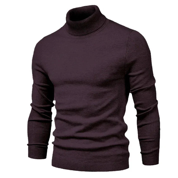 Andrew - Streamlined Look Turtleneck- Black Red