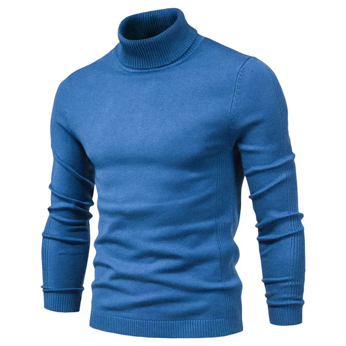 Andrew - Streamlined Look Turtleneck-Bright Blue