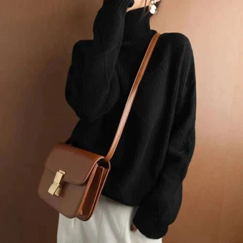 Lacey - Soft Warm Merino Wool Sweater Black