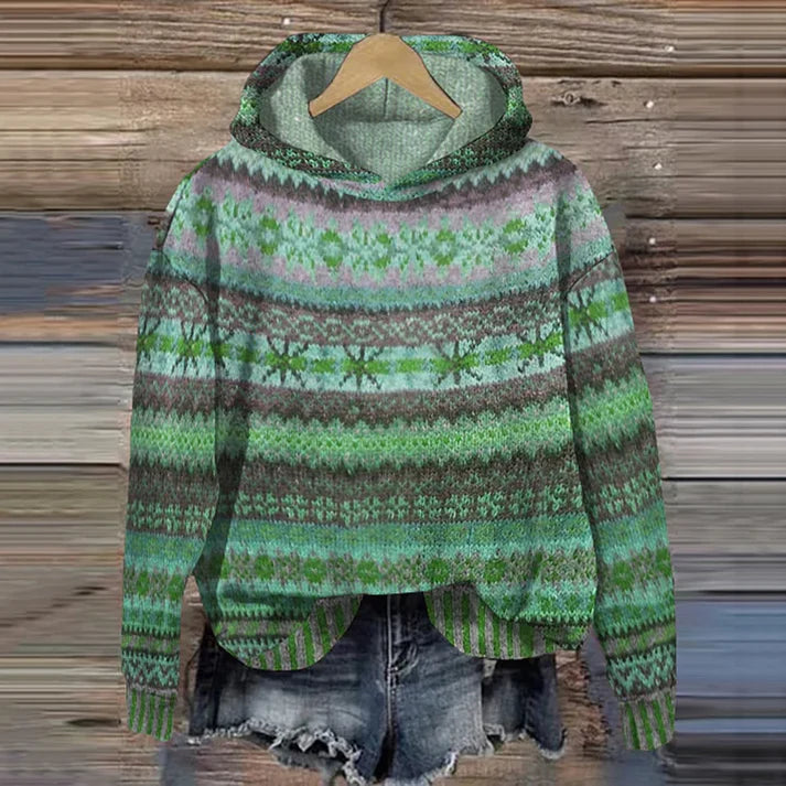 Mary - Vintage Warm Hoodie-Green