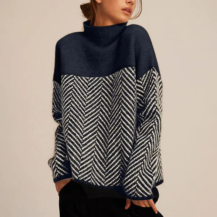 Sophia - Merino Wool Turtleneck Sweater Navy Blue