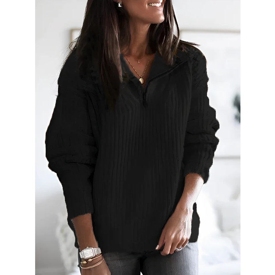 Allyson - Casual Knitted Sweater-Black