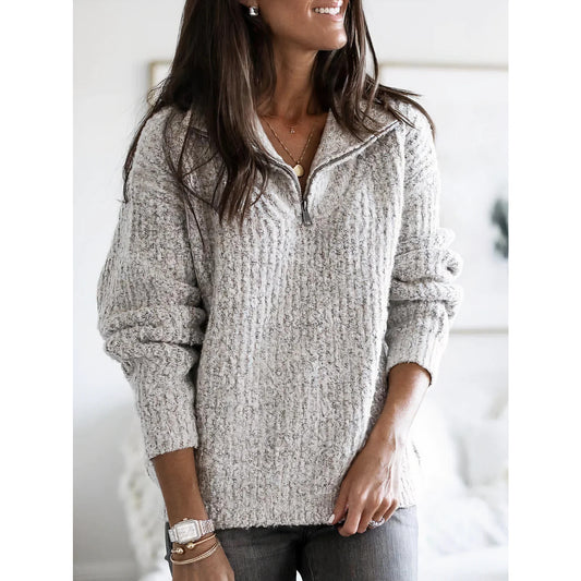 Allyson - Casual Knitted Sweater-Gray