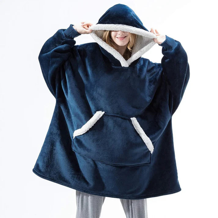 Angela - Soft Comfy Blanket with Hoodie Blue