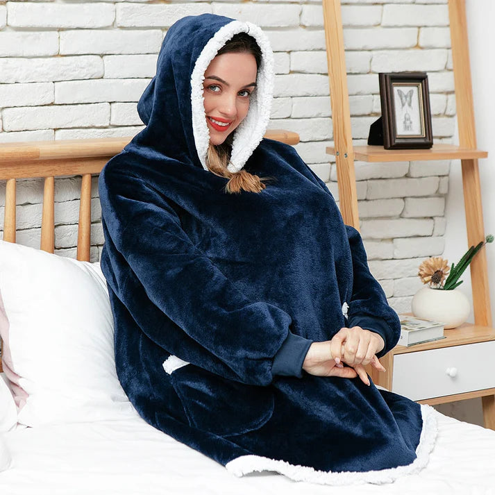 Angela - Soft Comfy Blanket with Hoodie Blue