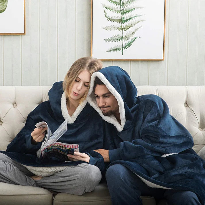 Angela - Soft Comfy Blanket with Hoodie Blue