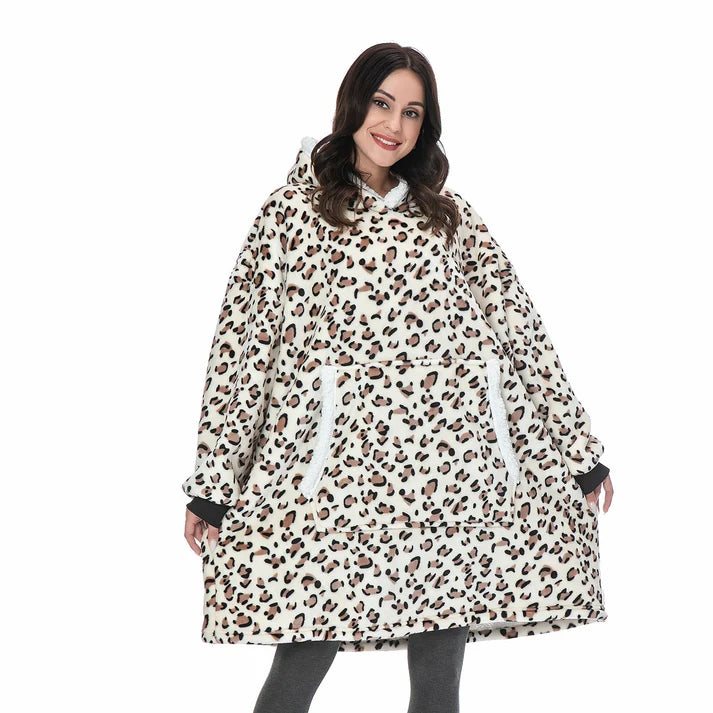 Angela - Soft Comfy Blanket with Hoodie Leopard