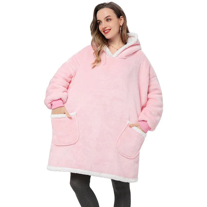 Angela - Soft Comfy Blanket with Hoodie Pink