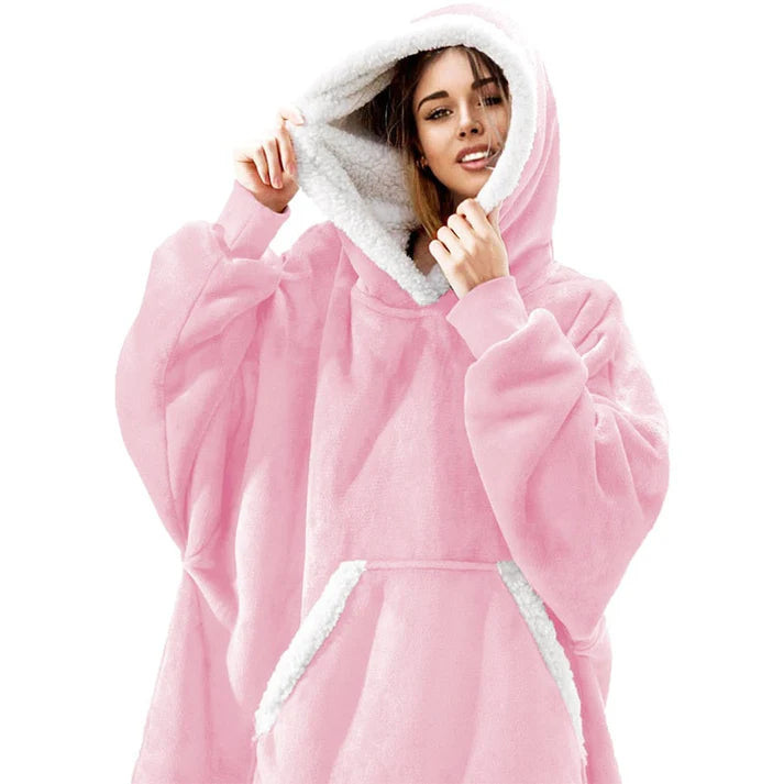 Angela - Soft Comfy Blanket with Hoodie Pink