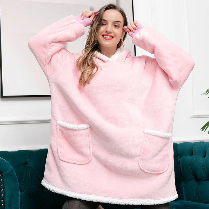 Angela - Soft Comfy Blanket with Hoodie Pink