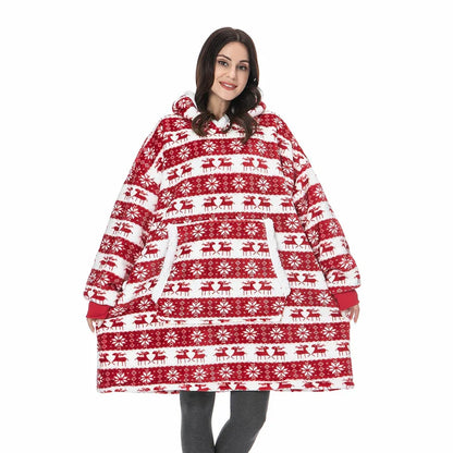 Angela - Soft Comfy Blanket with Hoodie Red Deer
