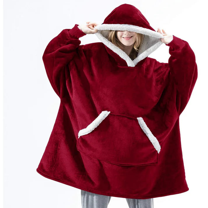 Angela - Soft Comfy Blanket with Hoodie Red