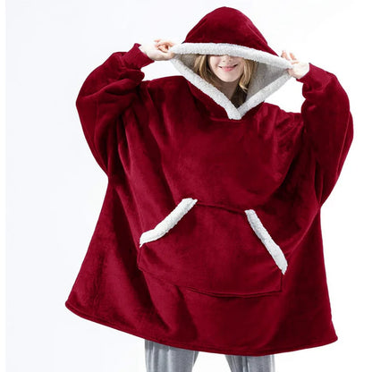 Angela - Soft Comfy Blanket with Hoodie Red