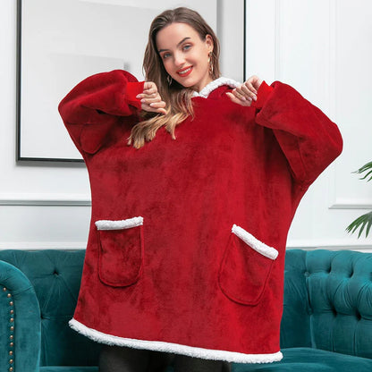 Angela - Soft Comfy Blanket with Hoodie Red