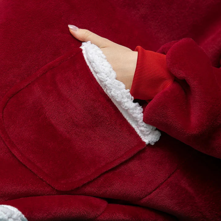 Angela - Soft Comfy Blanket with Hoodie Red