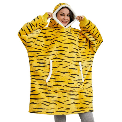 Angela - Soft Comfy Blanket with Hoodie Tiger