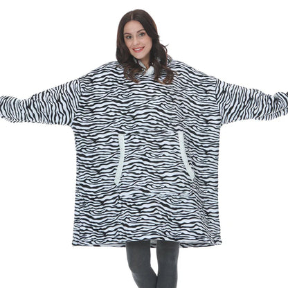 Angela - Soft Comfy Blanket with Hoodie Zebra