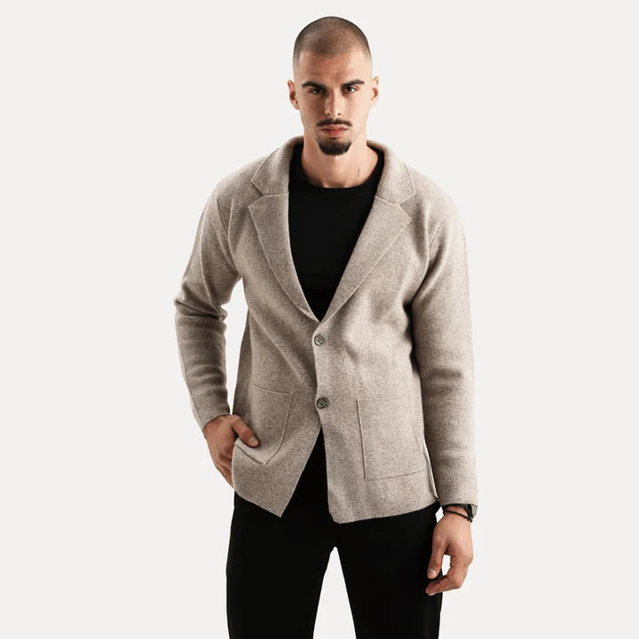 Antoine - Merino Wool Button Up Sweater-Beige
