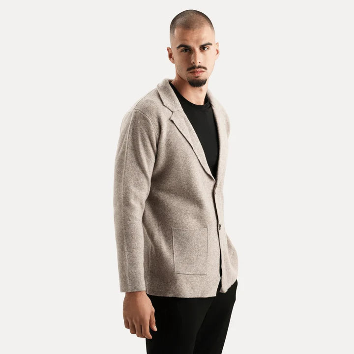 Antoine - Merino Wool Button Up Sweater-Beige