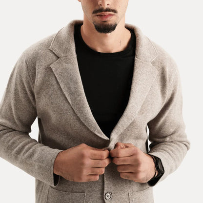 Antoine - Merino Wool Button Up Sweater-Beige