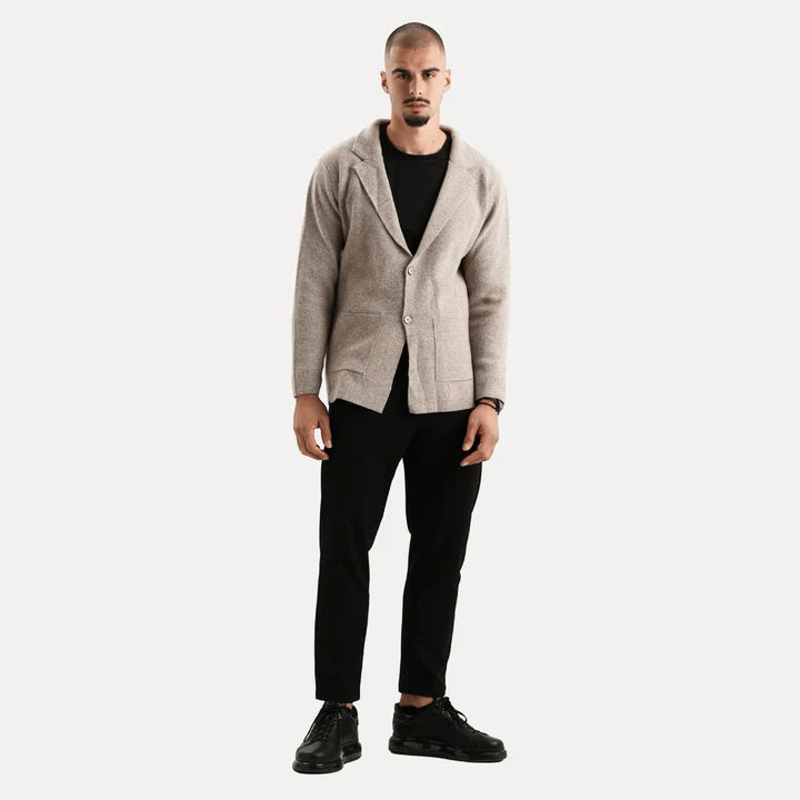 Antoine - Merino Wool Button Up Sweater-Beige