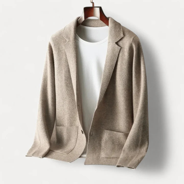 Antoine - Merino Wool Button Up Sweater-Beige