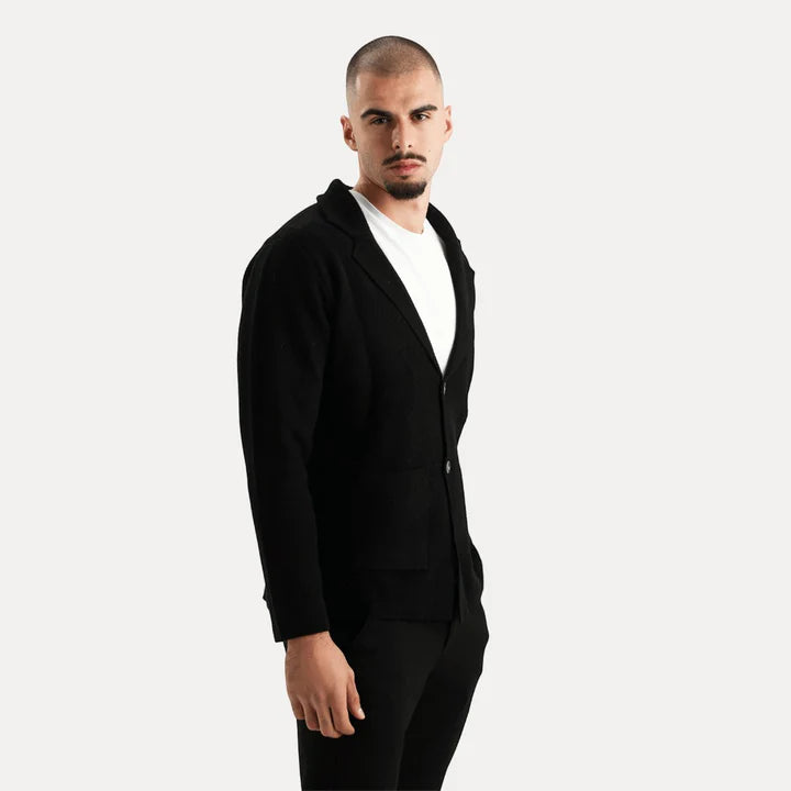 Antoine - Merino Wool Button Up Sweater-Black