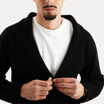 Antoine - Merino Wool Button Up Sweater-Black