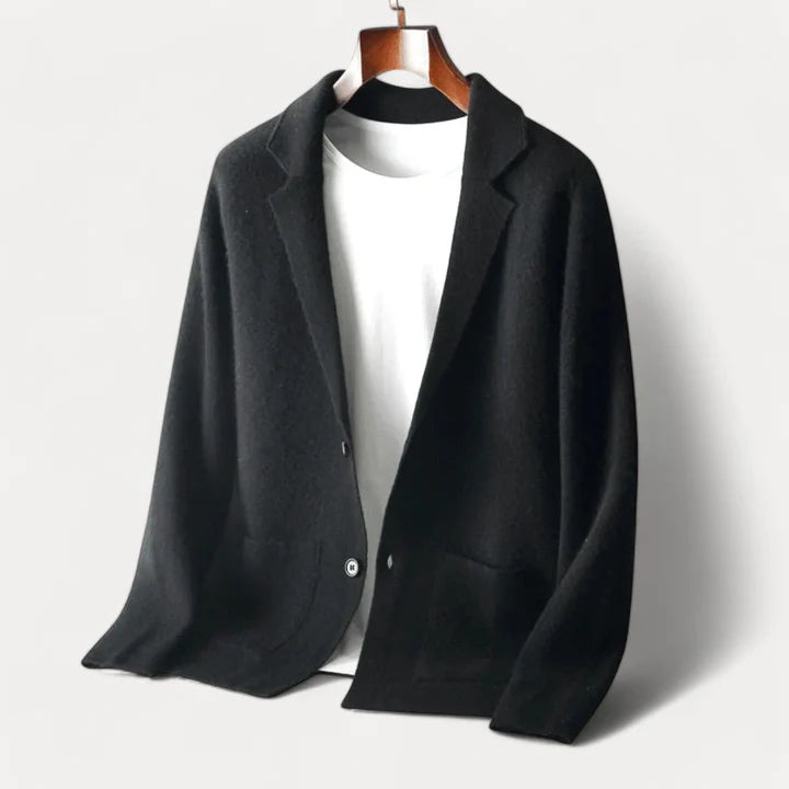 Antoine - Merino Wool Button Up Sweater-Black