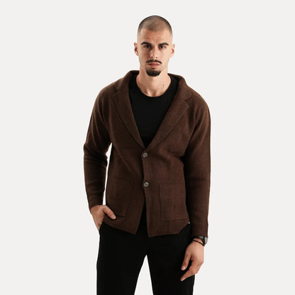 Antoine - Merino Wool Button Up Sweater-Brown