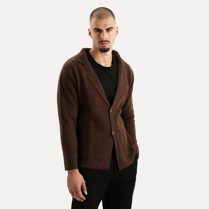 Antoine - Merino Wool Button Up Sweater-Brown