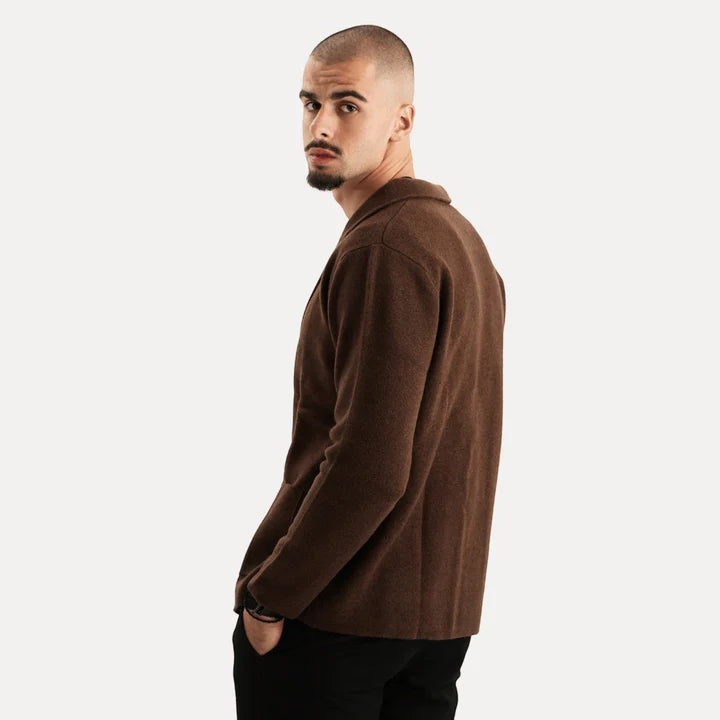 Antoine - Merino Wool Button Up Sweater-Brown