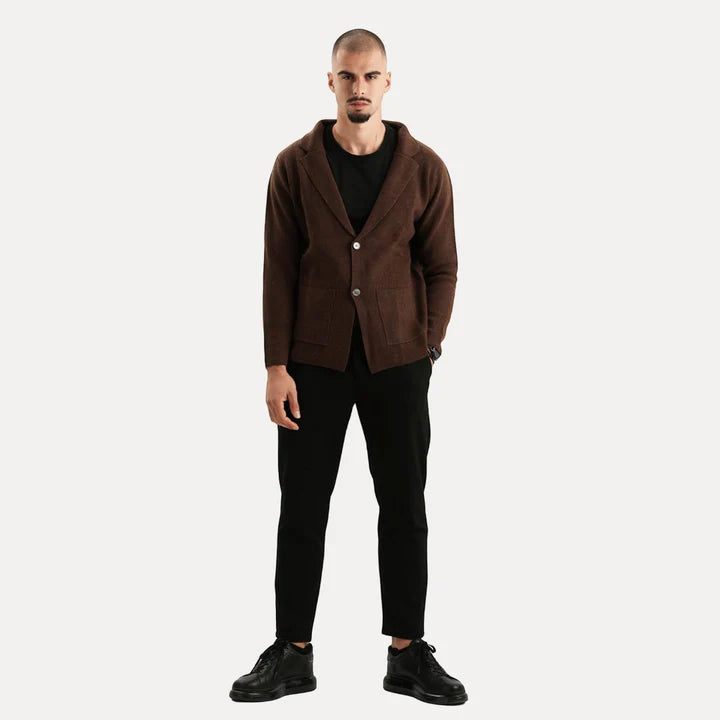 Antoine - Merino Wool Button Up Sweater-Brown