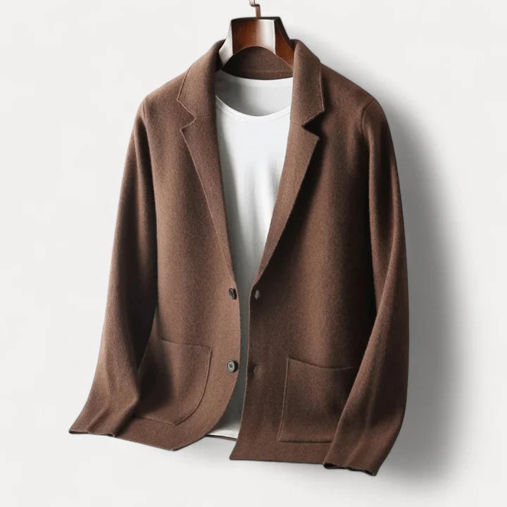 Antoine - Merino Wool Button Up Sweater-Brown