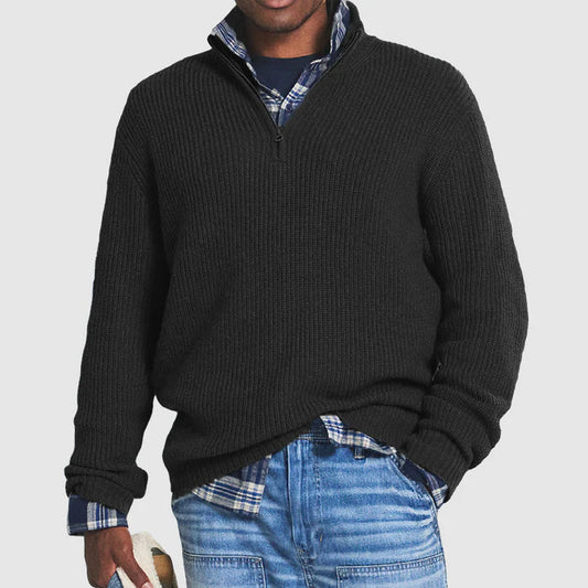 Bobby - Smarter Look Sweater with Zip Black