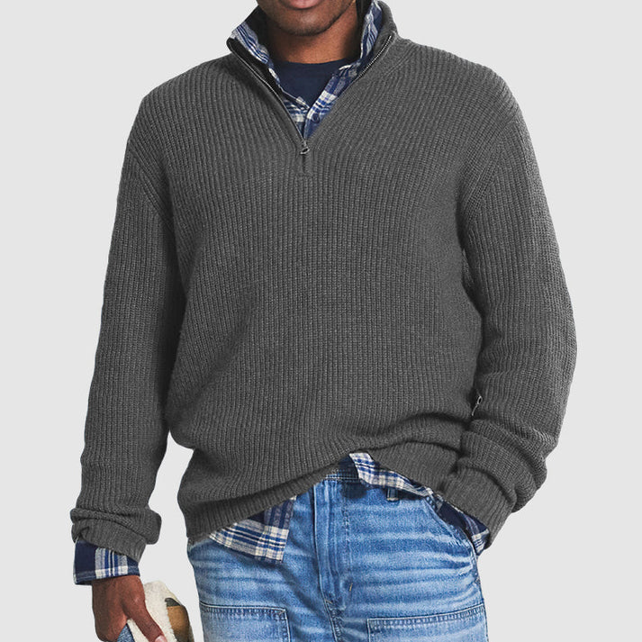 Bobby - Smarter Look Sweater with Zip Gray