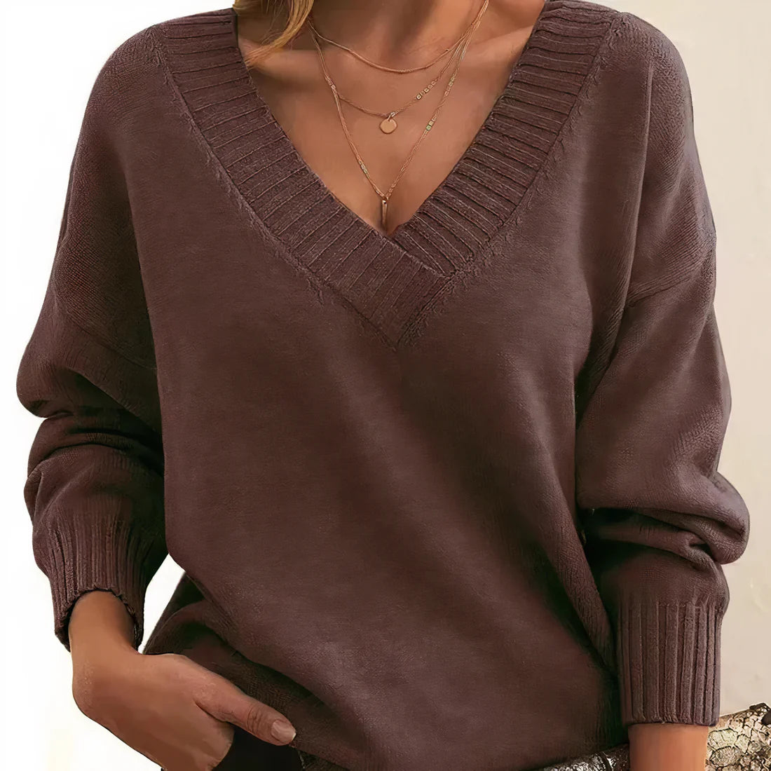 Clarise - Merino Wool Ultra-Soft Knit Sweater Auburn