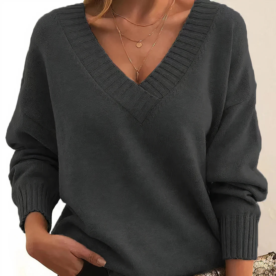 Clarise - Merino Wool Ultra-Soft Knit Sweater Dark Grey