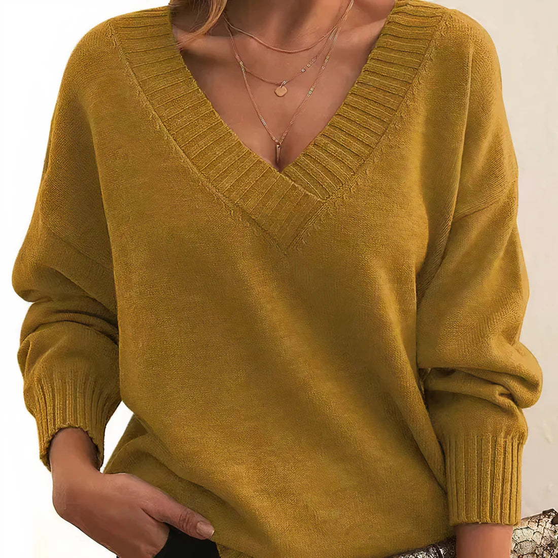 Clarise - Merino Wool Ultra-Soft Knit Sweater Gold