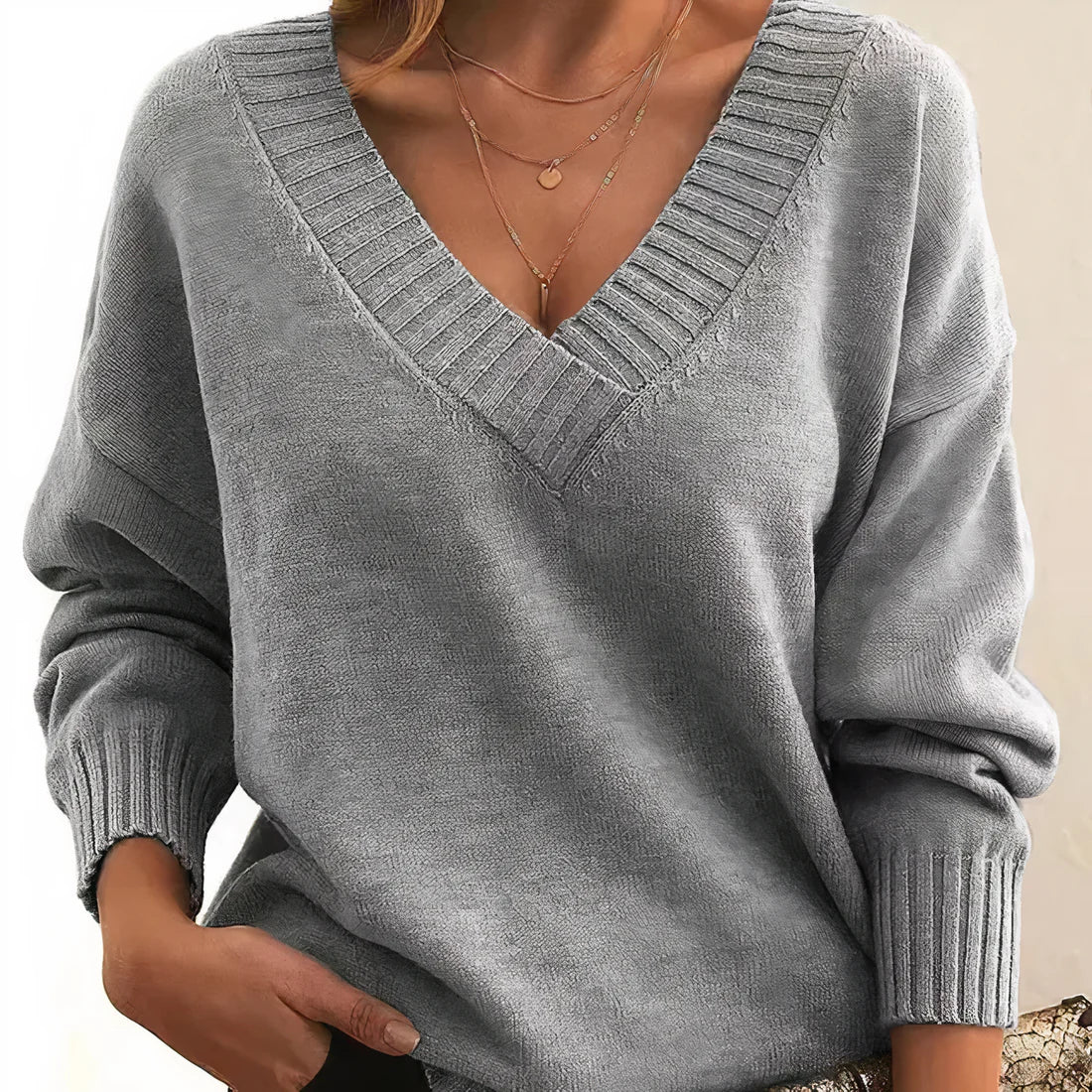 Clarise - Merino Wool Ultra-Soft Knit Sweater Grey