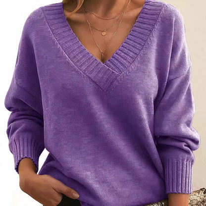 Clarise - Merino Wool Ultra-Soft Knit Sweater Purple