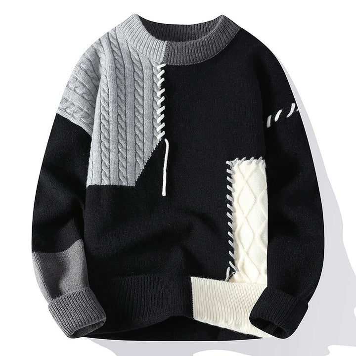 Dakota - Premium Merino Wool Sweater-Grey & White