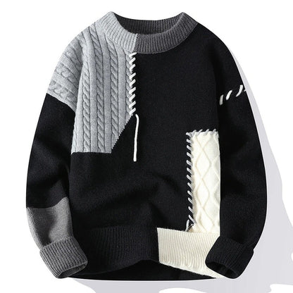 Dakota - Premium Merino Wool Sweater-Grey & White