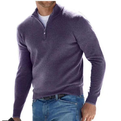 Ezra - Men's Merino Wool Pullover-Dark Purple