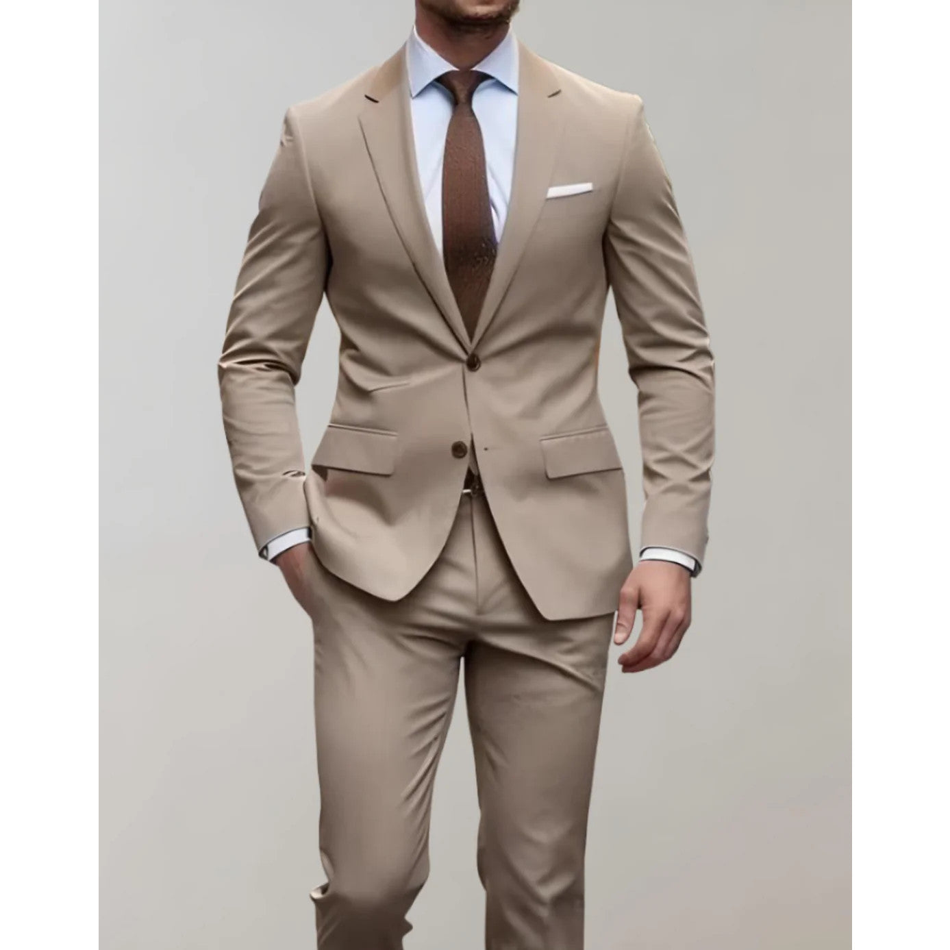 George - Classic 2-piece Suit-Khaki